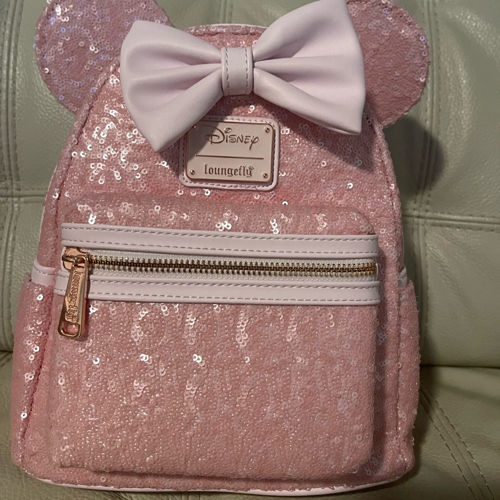 Disney loungefly cotton candy pink sequins backpack